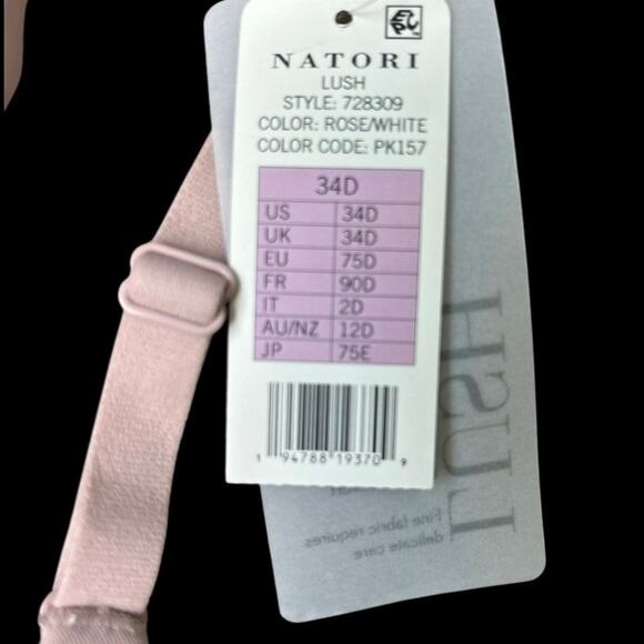 Natori Lush Front Close Contour Underwire Pink Bra #728309 Size 34D - Picture 7 of 8